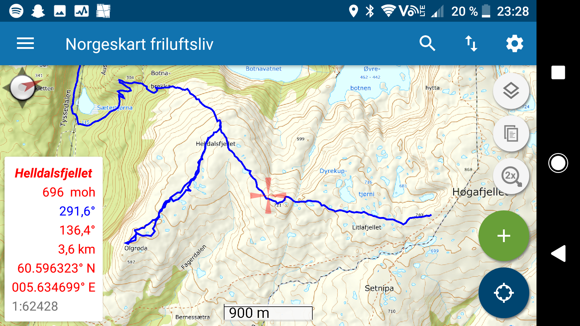 NB: Dette er ikkje eit nøyaktig kart, og kan avvike frå stien! Denne ruta er meint som eit utgangspunkt. Bruk eige kart, kompass og sunn fornuft!